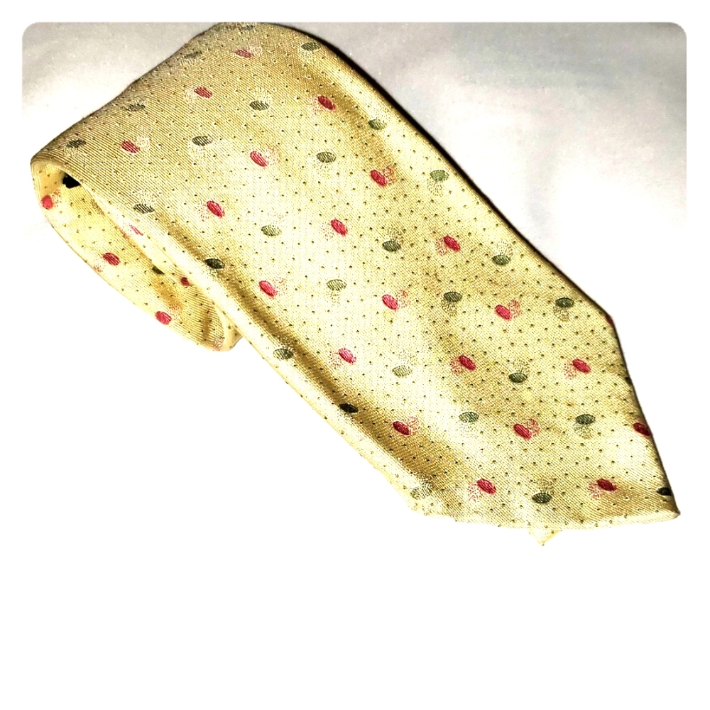 Hermes Paris Yellow W/Green Dots Tie